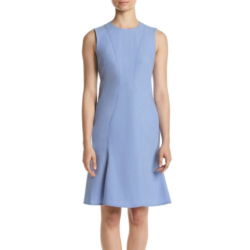 New! CALVIN KLEIN Women's Mermaid Hem Chambray Fit And Flare Dress Size 2